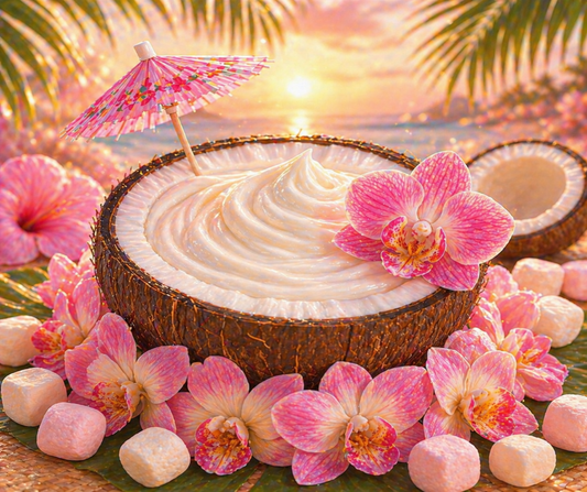 COCO MELLO- Inspired by Sol de Janeiro Brazilian Crush Cheirosa 39 Coco Cabana Cream meets marshmallow, and vanilla cream - The ultimate indulgence for those who crave sweet, warm scents. A blend of fresh green coconut cream, exotic orchid, and toasted praline along with marshmallow, and vanilla cream. Available in Perfume Oil, Body Spray, Body Oil & Lotion