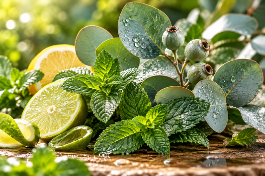 Bright bergamot and citrus meet refreshing spearmint and eucalyptus over soft musk, warm amber, and smooth woods in a crisp, clean fragrance. Available in Perfume Oil, Body Spray, Body Oil & Lotion