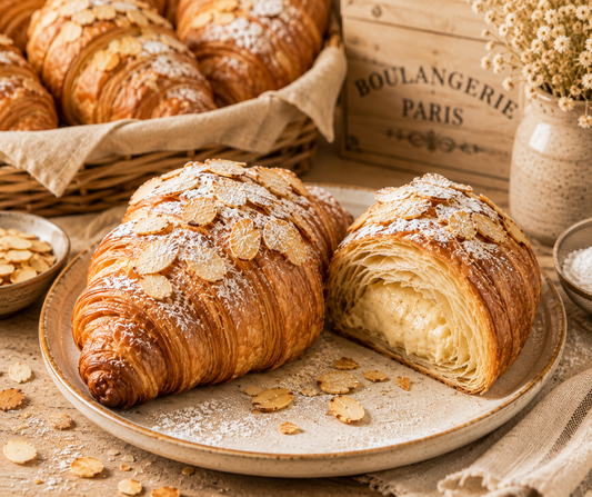 Almond Croissant blends flaky, buttery pastry with rich almond cream, toasted sliced almonds, and powdered sugar for an irresistible bakery gourmand. Available in Perfume Oil, Body Spray, Body Oil & Lotion