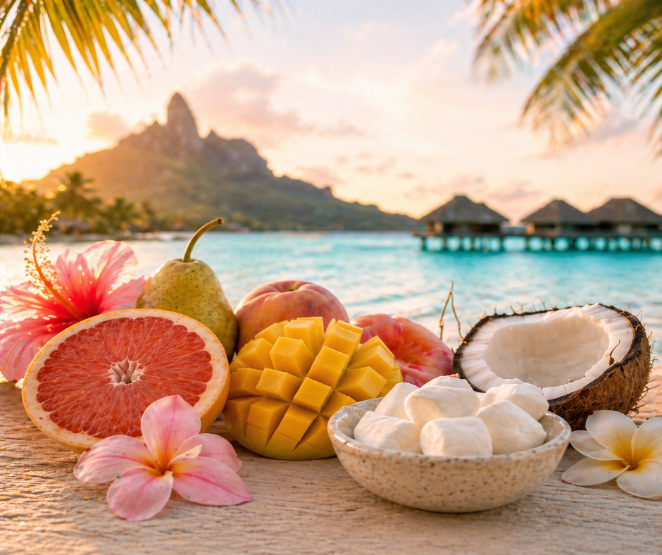 BORA BORA - A bright, breezy vanilla fragrance that captures island paradise in a bottle. Sparkling citrus and fresh ozone open the scent, melting into juicy mango, pear, and peach with tropical floral hints. Creamy coconut, brown sugar, marshmallow cream and vanilla bean round out the base, creating a sweet, indulgent, and effortlessly dreamy escape that lingers like sun-soaked warmth. Available in Perfume Oil, Body Spray, Body Oil & Lotion