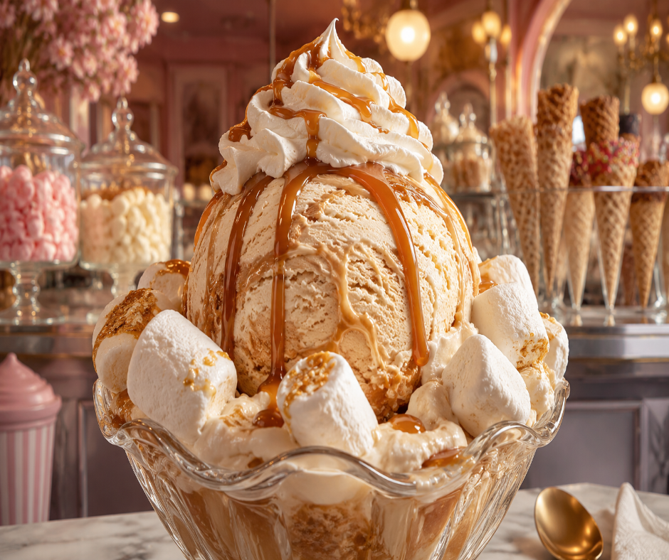 Caramel Crisis. A sweet gourmand blend of caramel ice cream, marshmallow, whipped cream, coconut, lemon, and soft cocoa butter. Available in Perfume Oil, Body Spray, Body Oil & Lotion