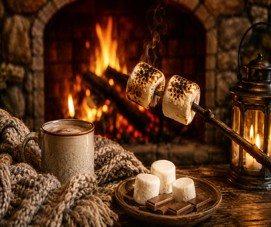 Marshmallow Embers blends soft marshmallow with smoky woods and glowing embers for a warm, cozy autumn fragrance inspired by crisp evenings around the fire. Available in Perfume Oil, Body Spray, Body Oil & Lotion