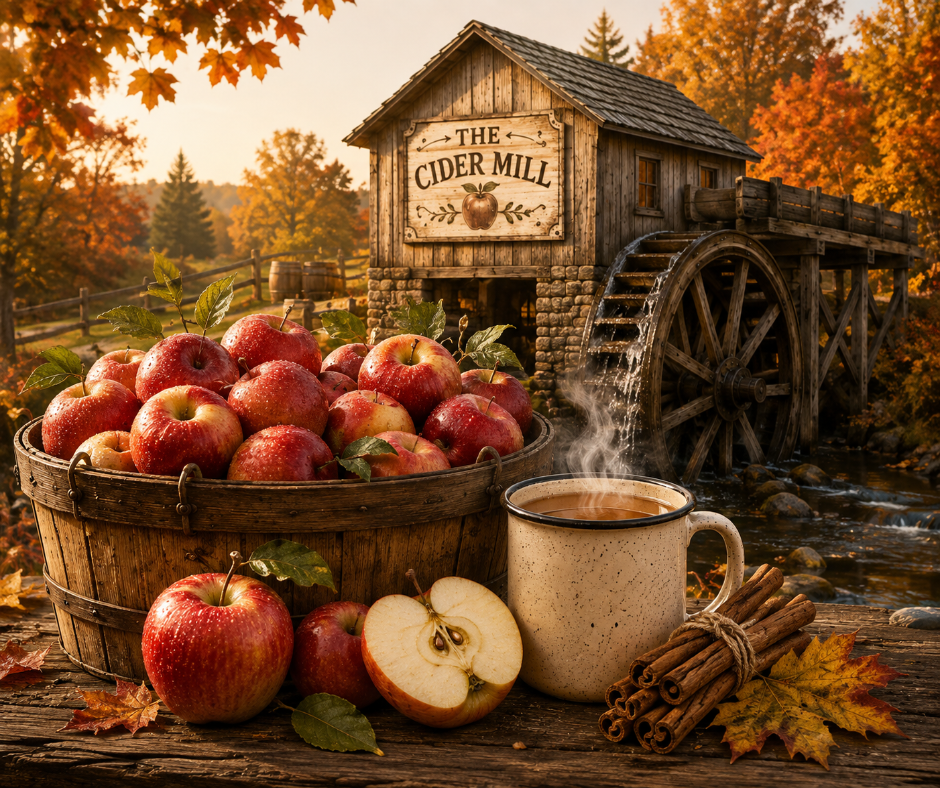 Fresh apples, orchard pears, cinnamon, clove, nutmeg, caramel, and toasted woods create The Cider Mill, a warm fragrance inspired by cozy autumn afternoons. Available in Perfume Oil, Body Spray, Body Oil & Lotion