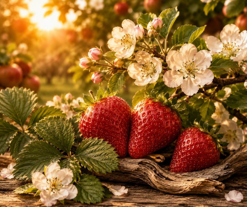 Juicy strawberries, cassis leaf, apple blossom, and soft woods create Orchard Serenade, a fresh, romantic fragrance inspired by the beauty of an autumn orchard. Available in Perfume Oil, Body Spray, Body Oil & Lotion