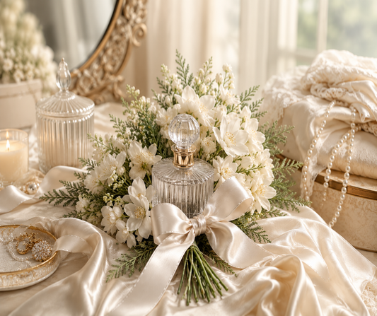 Cedar & Silk - Inspired by Carolina Herrera CEDAR CHIC - A clean, sophisticated blend of bergamot, cotton, orange blossom, iris, blond cedarwood, white musk, and creamy woods. Soft, airy, and effortlessly chic. Available in Perfume Oil, Body Spray, Body Oil & Lotion