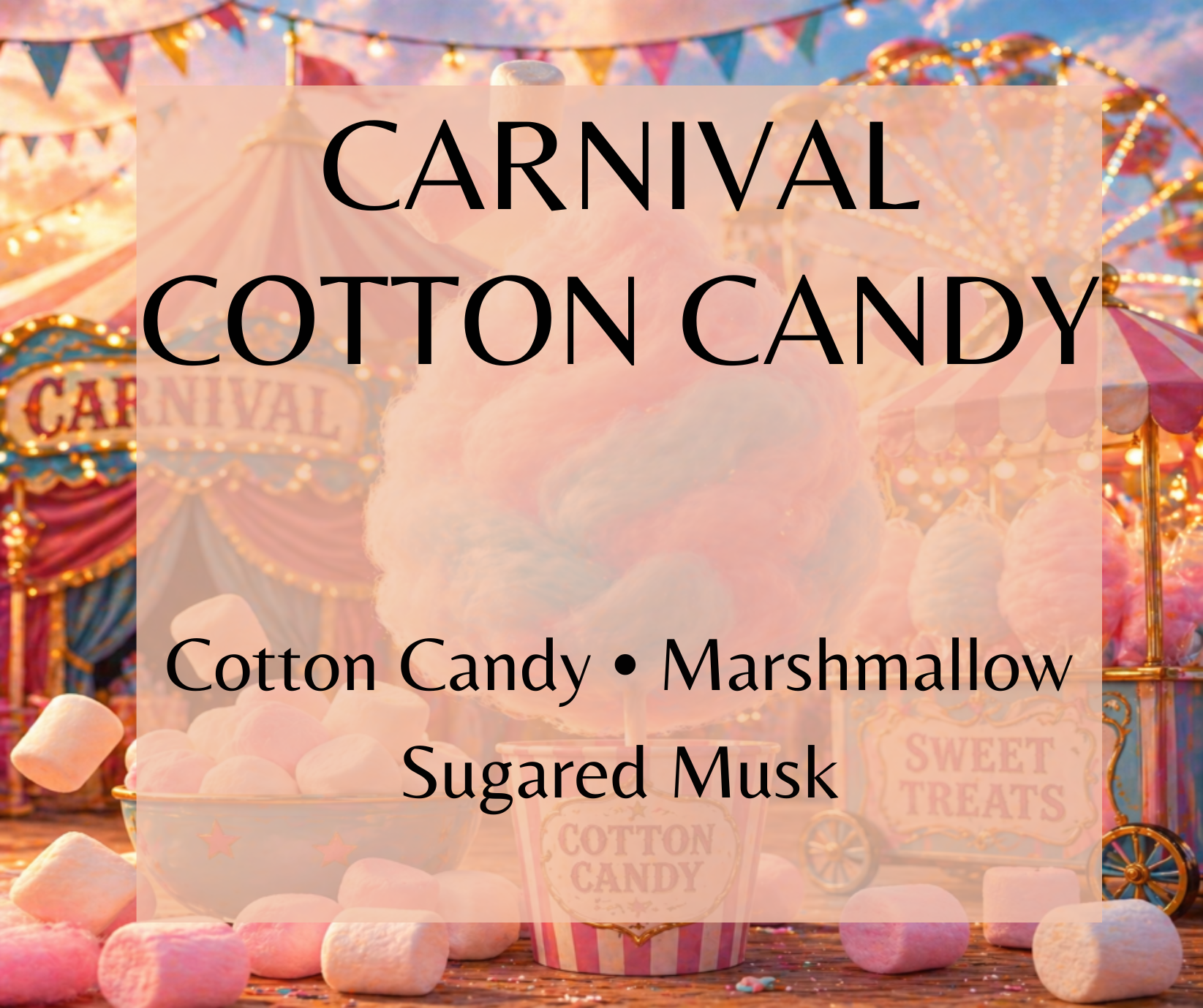 Carnival Cotton Candy blends cotton candy, sweet marshmallows, and sugared musk for a fun, candy-inspired fragrance. Available in Perfume Oil, Body Spray, Body Oil & Lotion.