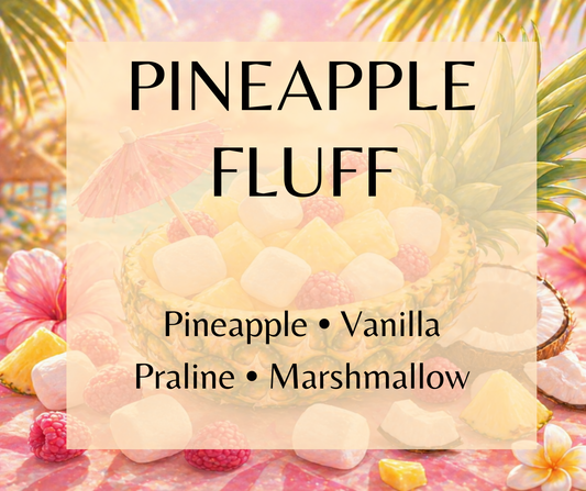Pineapple Fluff blends caramelized pineapple, marshmallow cream, coconut, and vanilla for a sweet tropical fragrance. Available in Perfume Oil, Body Spray, Body Oil & Lotion.