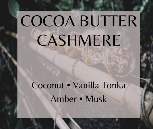 Cocoa Butter Cashmere blends cocoa butter, coconut, vanilla tonka, and sandalwood for a warm, creamy fragrance. Available in Perfume Oil, Body Spray, Body Oil & Lotion.