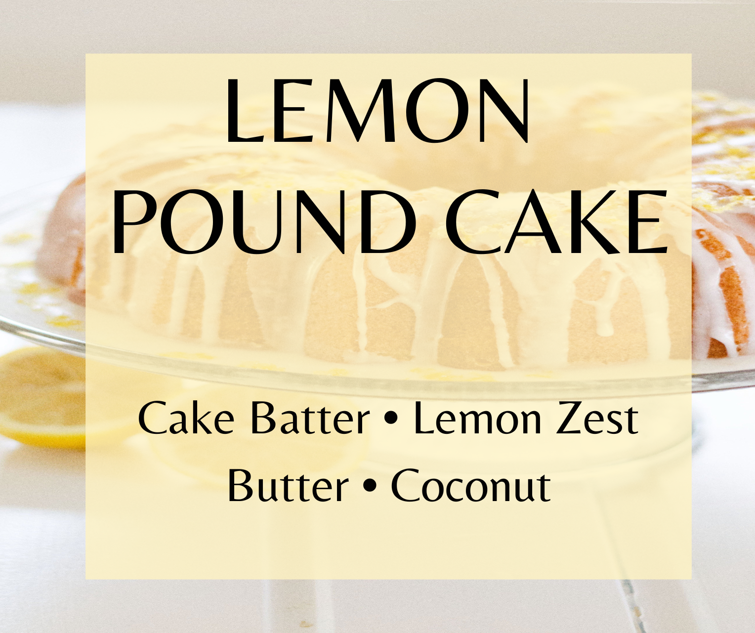 Lemon Pound Cake blends buttery cake, fresh lemon zest, and sweet glaze into a bright gourmand fragrance. Available in Perfume Oil, Body Spray, Body Oil & Lotion.