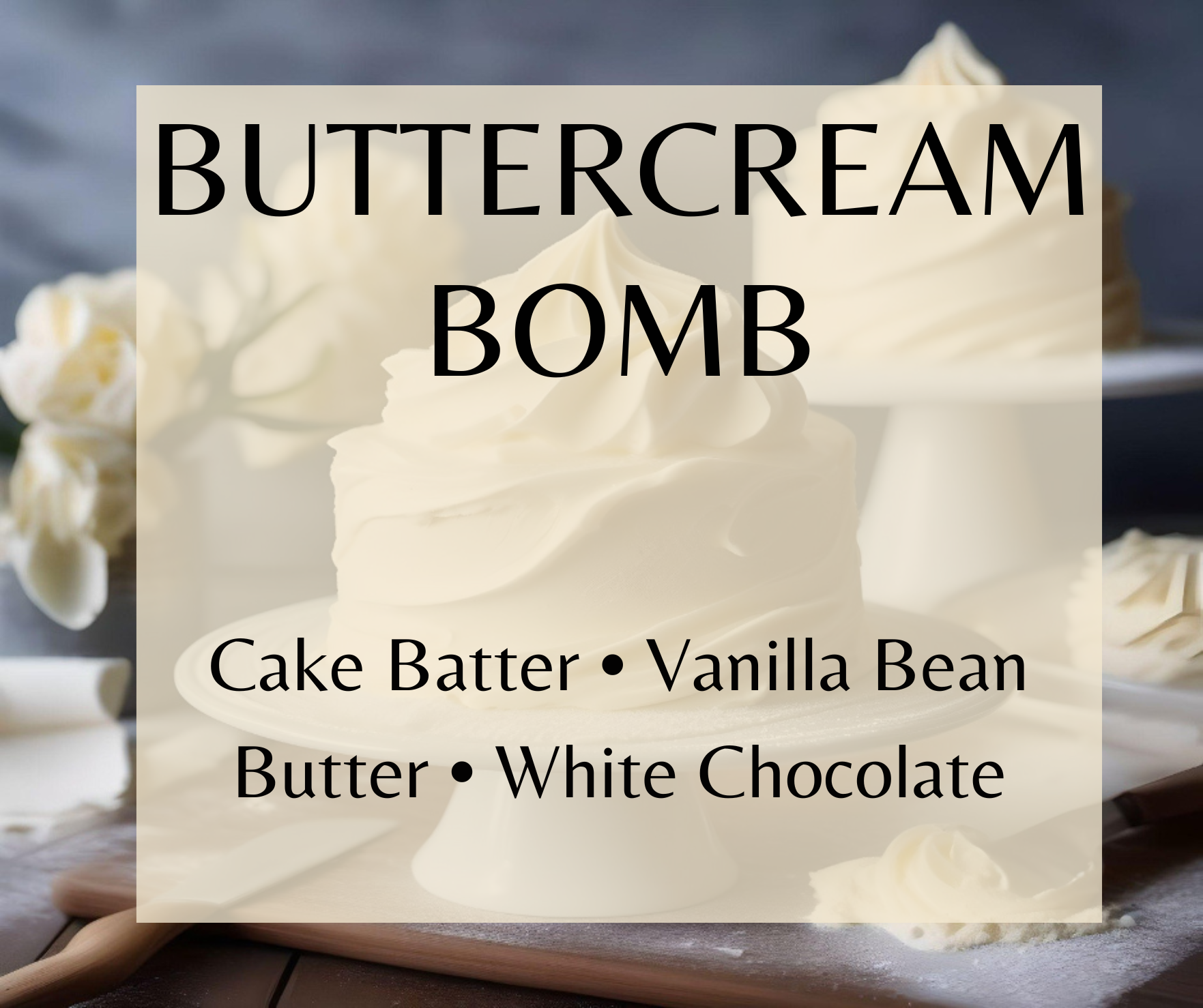 Buttercream Bomb blends rich buttercream frosting, white cake batter, vanilla bean, and white chocolate for a decadent gourmand fragrance. Available in Perfume Oil, Body Spray, Body Oil & Lotion.