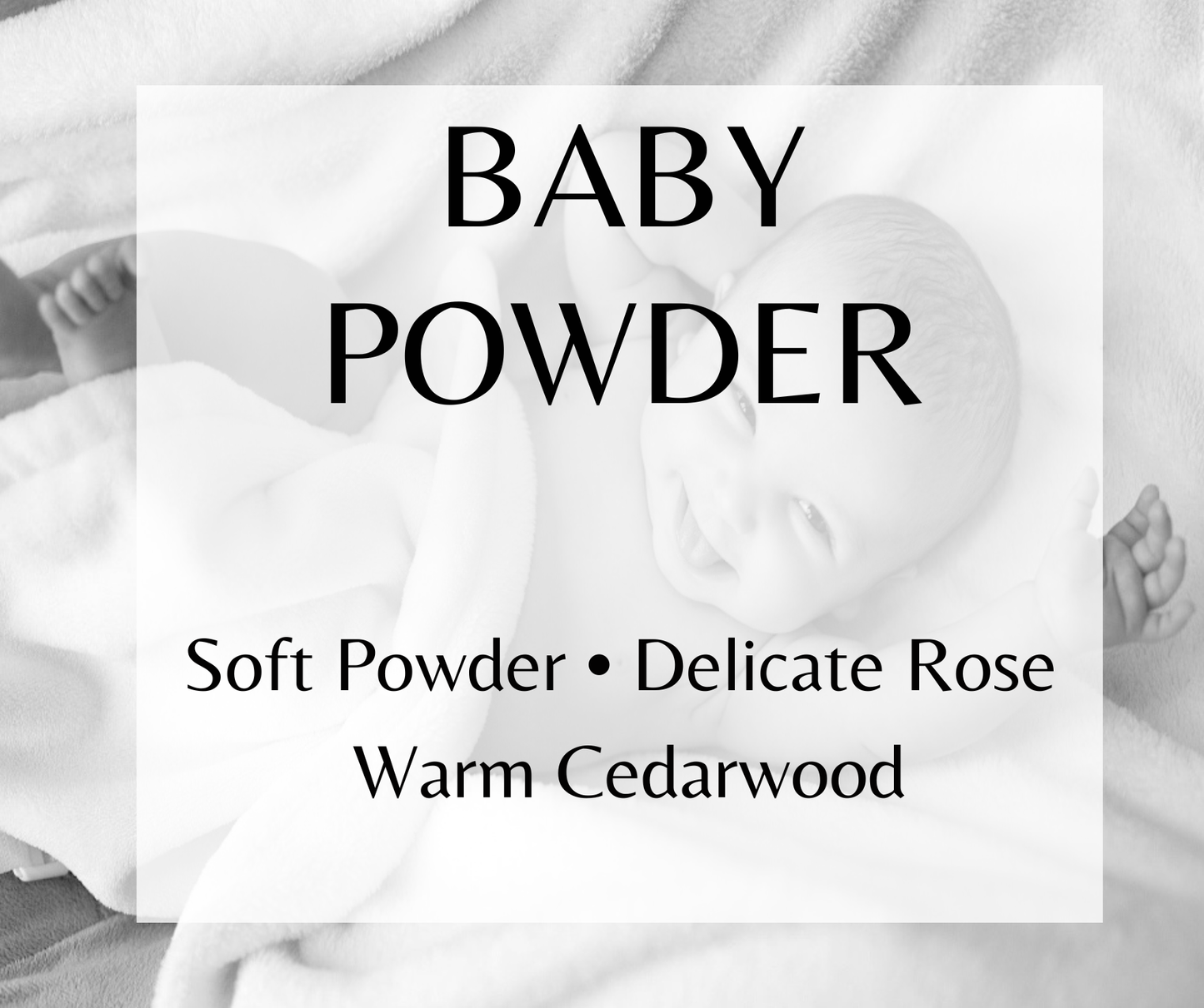 Baby Powder blends soft powder, delicate rose, and warm cedarwood for a clean, comforting fragrance. Available in Perfume Oil, Body Spray, Body Oil & Lotion.