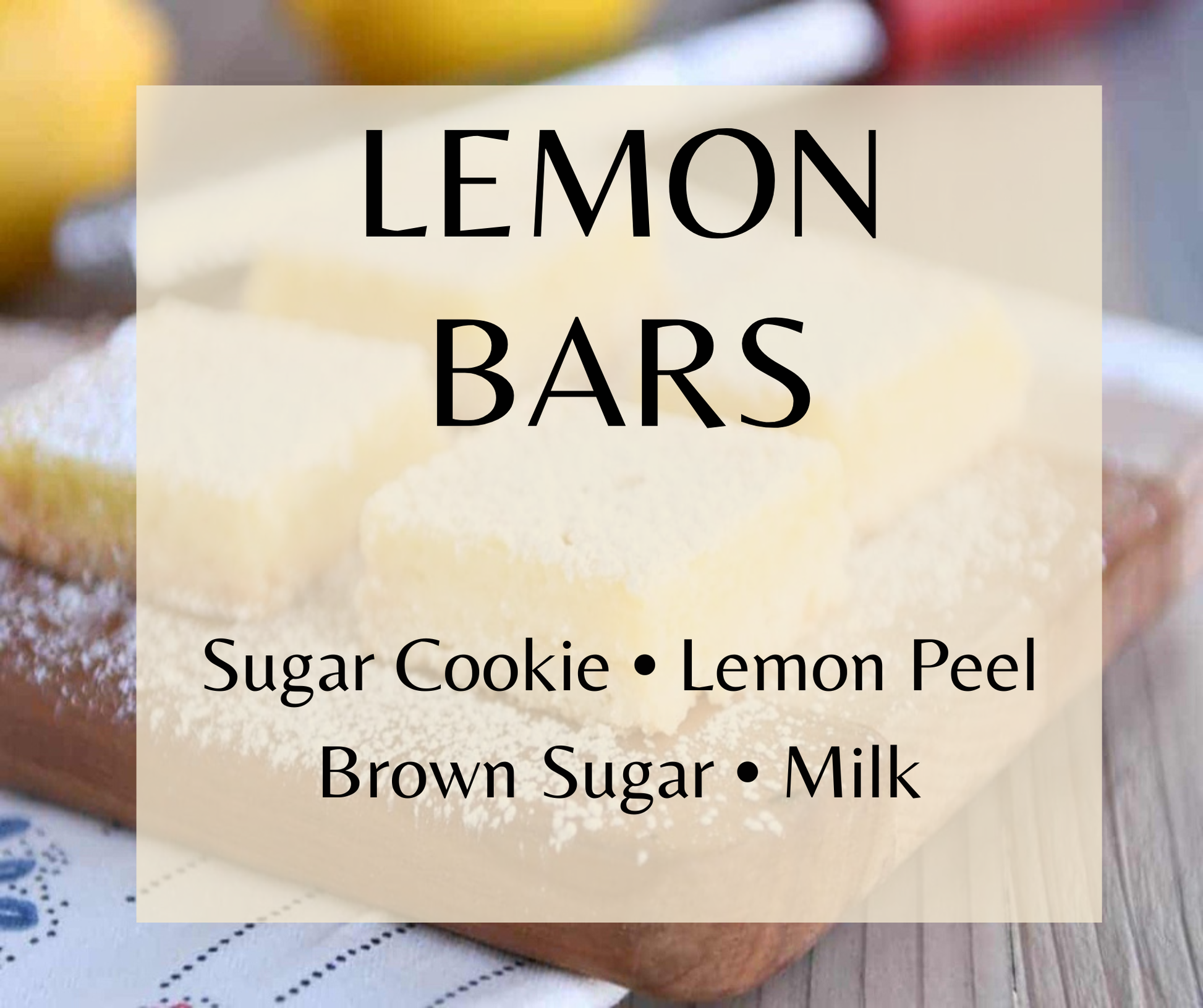Lemon Bars blends bright lemon, brown sugar, sweet milk, and sugar cookie crust for a sweet citrus bakery fragrance. Available in Perfume Oil, Body Spray, Body Oil & Lotion.