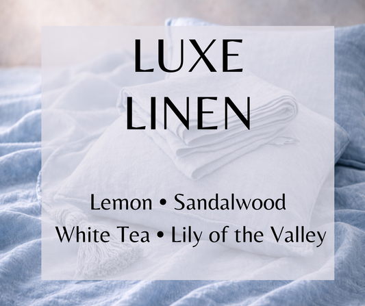 Luxe Linen blends lemon, white tea, linen, lily of the valley, sandalwood, and vanilla into a sophisticated clean fragrance. Available in Perfume Oil, Body Spray, Body Oil & Lotion.