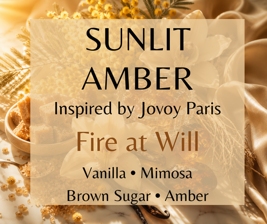Creamy vanilla, sunny mimosa, brown sugar, golden amber, soft musk, and earthy vetiver create a warm, cozy fragrance inspired by summer's final golden days. Available in Perfume Oil, Body Spray, Body Oil & Lotion