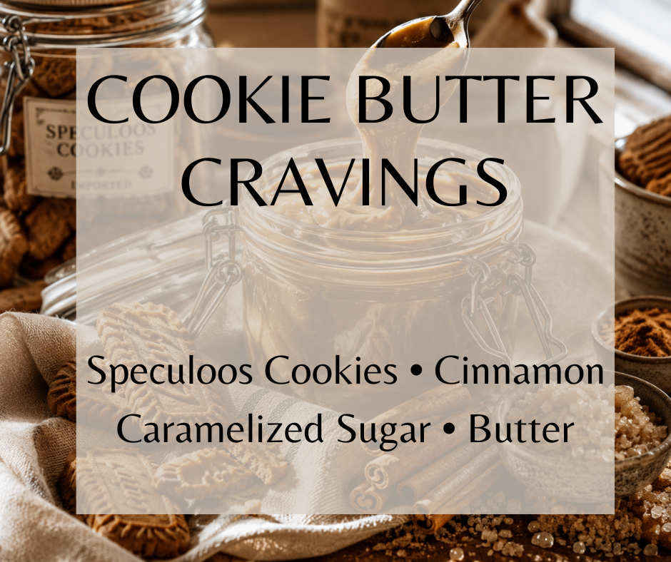 Cookie Butter Cravings blends warm speculoos cookies, creamy cookie butter, cinnamon, brown sugar, caramelized sugar, vanilla, tonka, and soft musk into an irresistible bakery gourmand. Available in Perfume Oil, Body Spray, Body Oil & Lotion