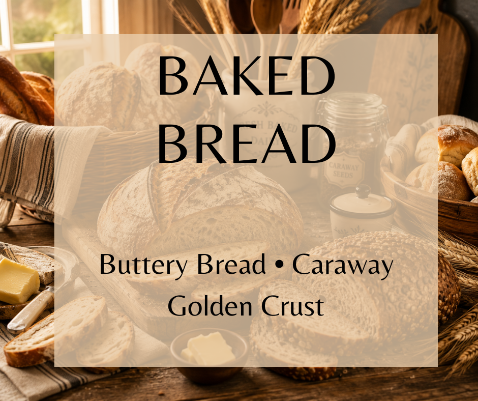 Warm buttery bread, toasted caraway, and a golden baked crust create Baked Bread, a comforting gourmand fragrance inspired by fresh homemade loaves cooling on the counter. Available in Perfume Oil, Body Spray, Body Oil & Lotion