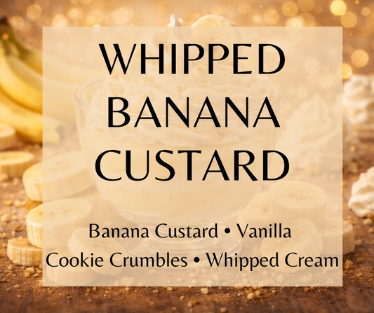 Whipped Banana Custard blends creamy banana custard, vanilla, whipped cream, and buttery cookie notes into a decadent gourmand fragrance. Available in Perfume Oil, Body Spray, Body Oil & Lotion.