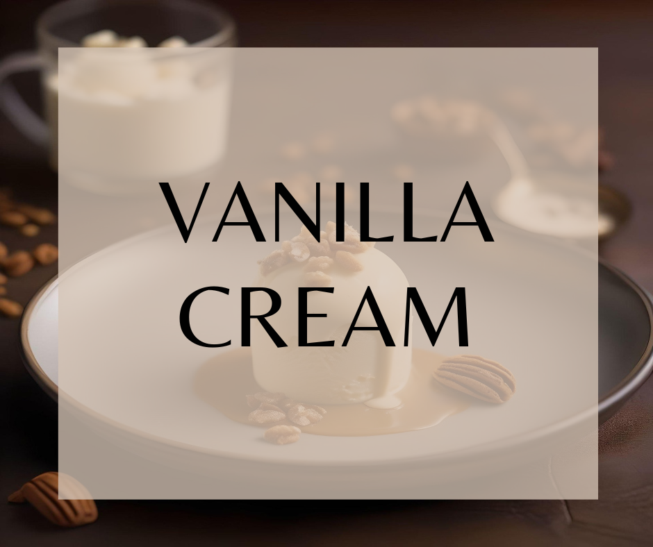 VANILLA CREAM - Indulge in the irresistible scent of Fresh Vanilla, with a luscious blend of vanilla bean, sweet praline, and warm vanilla milk.  Available in Perfume Oil, Body Spray, Body Oil & Lotion