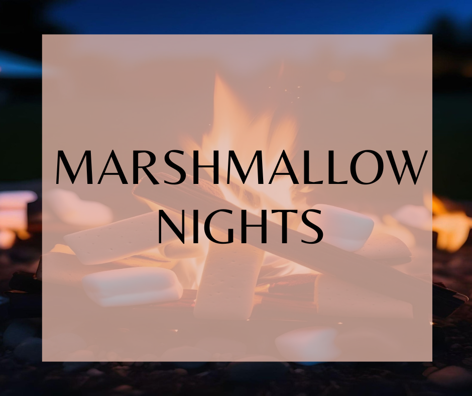 MARSHMALLOW NIGHTS - Travel to the beach and experience the magic of date nights and indulging in gooey s'mores by the fire. This scent combines the sweetness of marshmallows, the essence of summer evenings, and the delicious reminiscent scent of freshly toasted s'mores.  Available in Perfume Oil, Body Spray, Body Oil & Lotion
