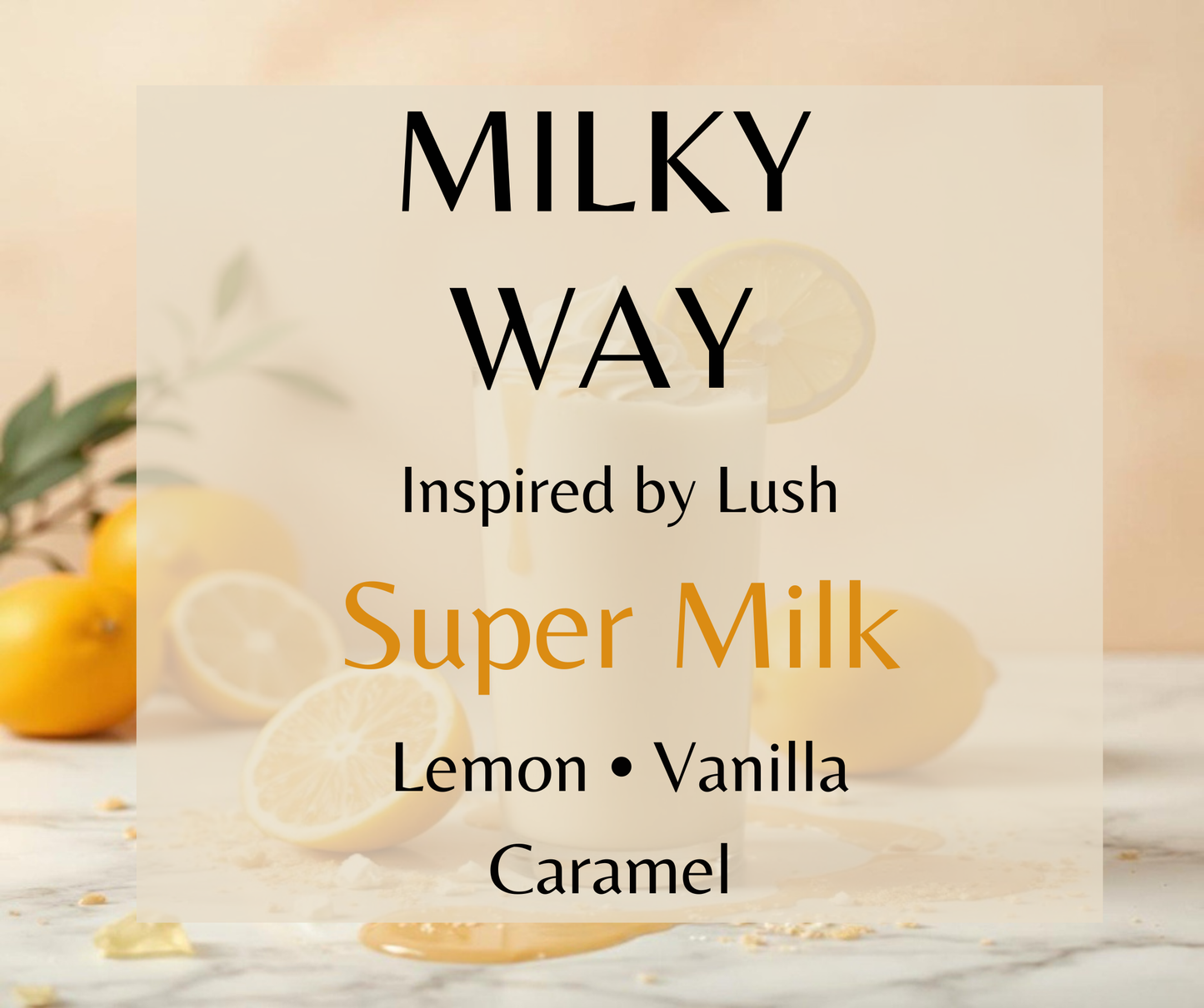 Milky Way inspired by Lush Super Milk. Lemon, vanilla, and caramel create a bright, creamy fragrance. Available in Perfume Oil, Body Spray, Body Oil & Lotion Dupe Type Clone