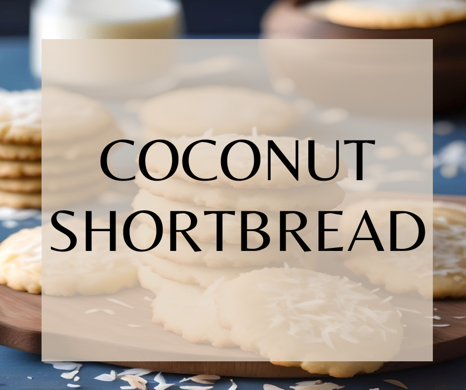 COCONUT SHORTBREAD - Freshly baked shortbread cookies! Shaved coconut, creamy coconut oil, melted butter, milk and a touch of sweet vanilla all mixed into a rich shortbread dough and sprinkled with sugar crystals. Available in Perfume Oil, Body Spray, Body Oil & Lotion