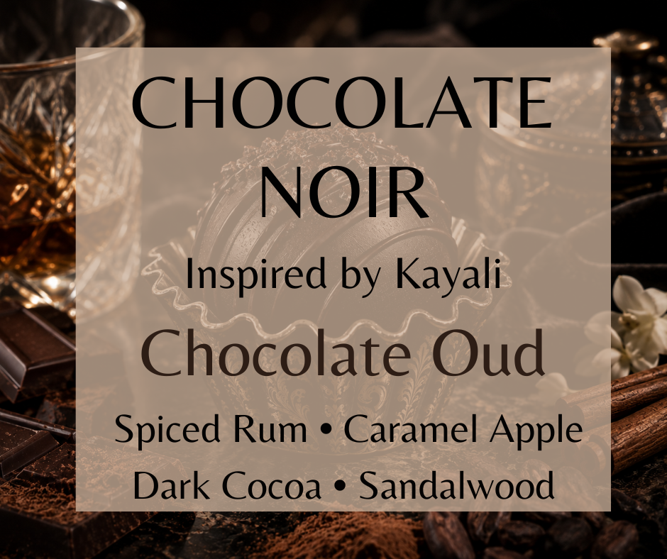 Spiced rum, caramel apple, and mate melt into orris, jasmine, incense, and cinnamon before settling into dark cocoa, chocolate oud, cashmere wood, and sandalwood. Dark, smooth, warm, and unapologetically luxe. Available in Perfume Oil, Body Spray, Body Oil & Lotion