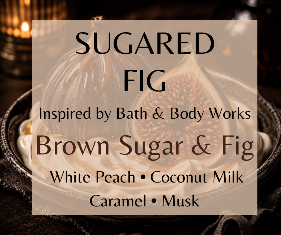 SUGARED FIG - Blends ripe fig, white peach, coconut milk, vanilla orchid, caramel, maple, amber, and musk into a creamy, decadent gourmand fragrance. Available in Perfume Oil, Body Spray, Body Oil & Lotion