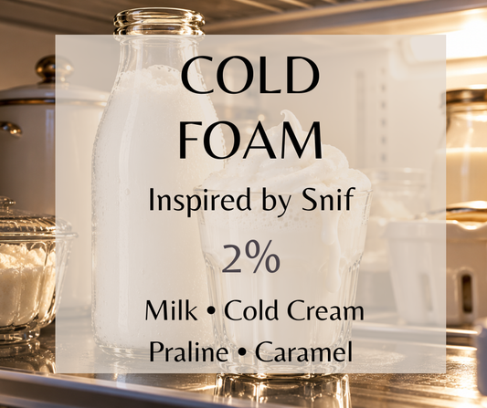 Icy milk and cold cream melt into whipped froth, vanilla, praline, golden caramel and raw sugar for a cool, creamy gourmand.   Available in Perfume Oil, Body Spray, Body Oil & Lotion