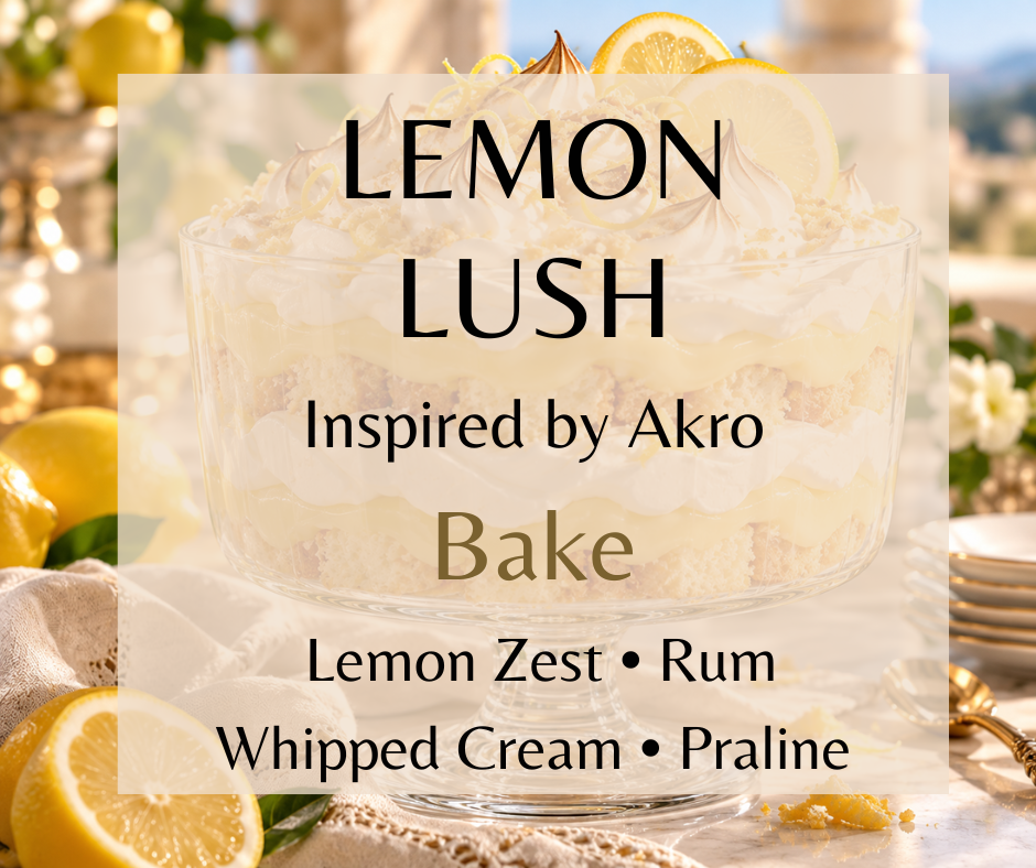 Bright lemon zest and warm rum melt into whipped cream, praline, bourbon vanilla and brown sugar for a creamy, decadent citrus gourmand.  Available in Perfume Oil, Body Spray, Body Oil & Lotion