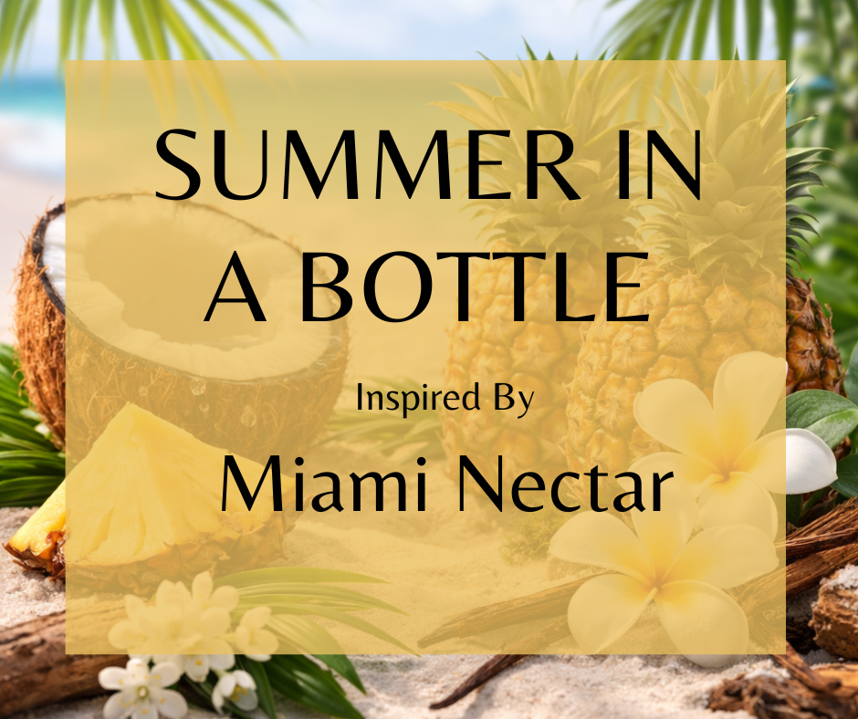 SUMMER IN A BOTTLE - Inspired by Ellis Brooklyn Miami Nectar - This tropical scent opens with a splash of coconut water, juicy pineapple, and palm leaf. Frangipani, wild jasmine, and lily of the valley bloom at the heart, while creamy vanilla, driftwood, amberwood, and moss leave a warm, sunlit trail.
Available in Perfume Oil, Body Spray, Body Oil & Lotion