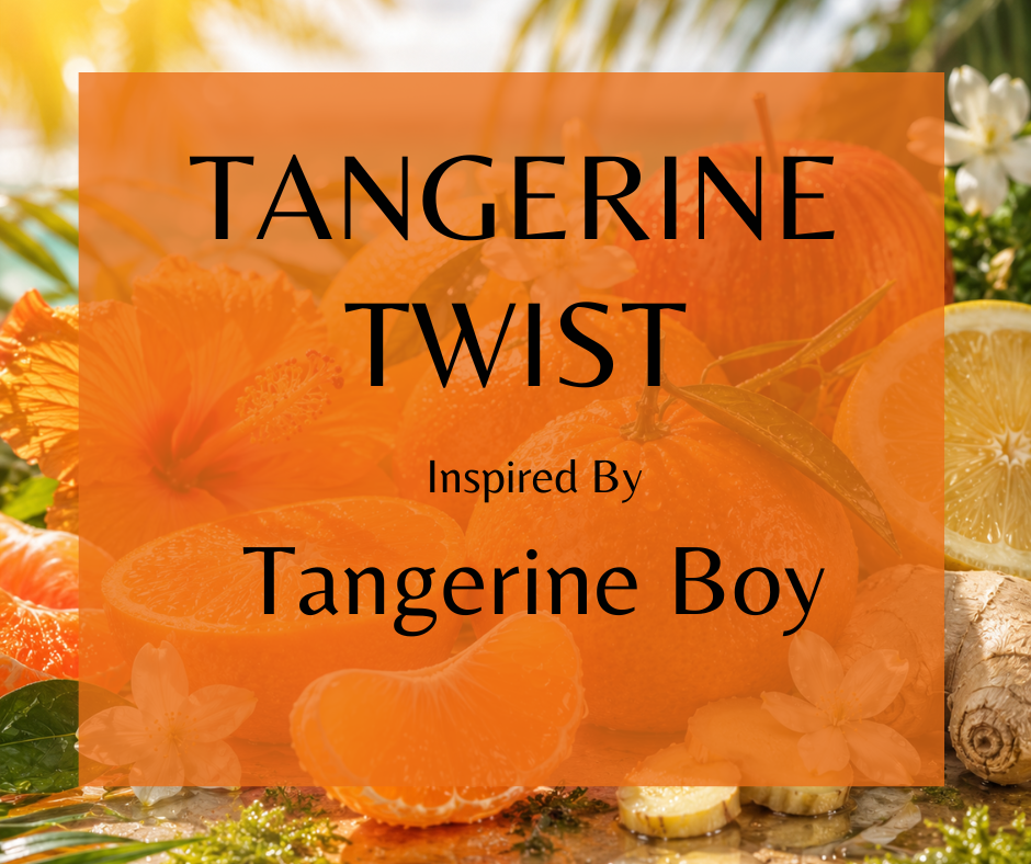 TANGERINE TWIST - Inspired by Phlur Tangerine Boy - Notes of lemon, ginger, and black pepper awaken your senses in this vibrant fragrance. Transition into the juicy blend of tangerine and apple, complemented by the soft touch of jasmine petals at its heart. Finally, be enveloped in the warm and inviting embrace of amber and moss as the scent settles on your skin. Available in Perfume Oil, Body Spray, Body Oil & Lotion