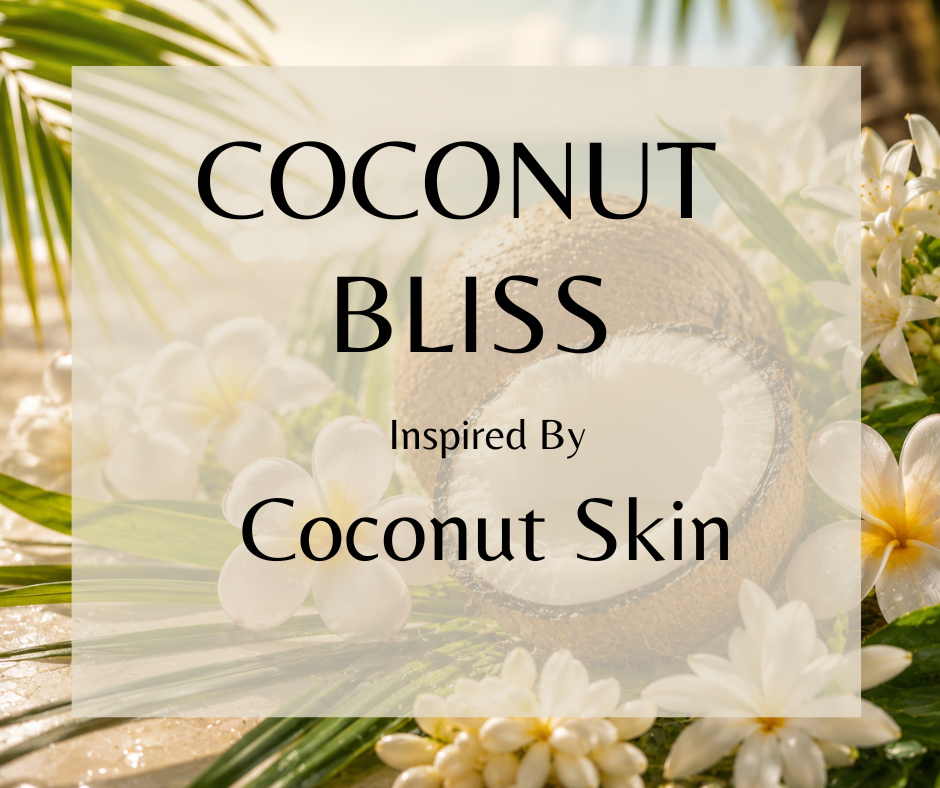 COCONUT BLISS - Inspired by Phlur Coconut Skin - Experience the refreshing scent of ripe coconuts and sun-dappled skin with notes of palm leaf, frangipani, and jasmine. Hints of sandalwood and salted amber add a warm, lingering finish to this tropical fragrance. Available in Perfume Oil, Body Spray, Body Oil & Lotion
