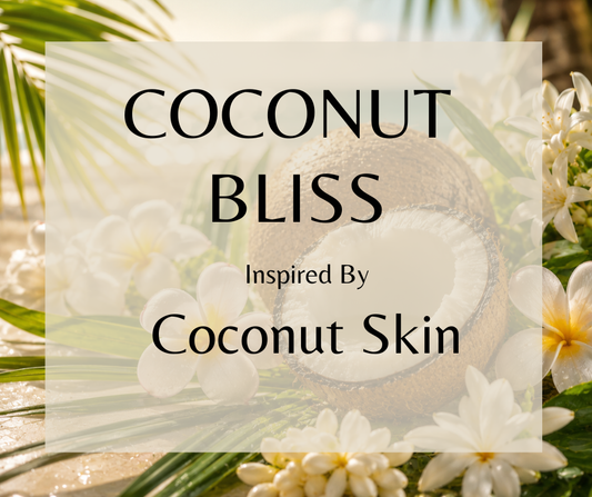 COCONUT BLISS - Inspired by Phlur Coconut Skin - Experience the refreshing scent of ripe coconuts and sun-dappled skin with notes of palm leaf, frangipani, and jasmine. Hints of sandalwood and salted amber add a warm, lingering finish to this tropical fragrance. Available in Perfume Oil, Body Spray, Body Oil & Lotion