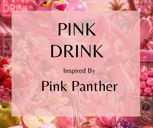PINK DRINK - Inspired by House of Sillage Pink Panther - A mischievous swirl of sweetness, bursting with tempting strawberry, crisp apple, and the nostalgic pop of bubble gum - just as smooth and cheeky as a certain sleek, pink-furred feline on a carefree adventure. Delicate orange blossom, creamy heliotrope, and soft magnolia petals bloom at its core, adding a touch of dreamy refinement before melting into a delectable base of fluffy marshmallow, spun sugar, and soft musk. A flirty, playful scent. 
  Avail