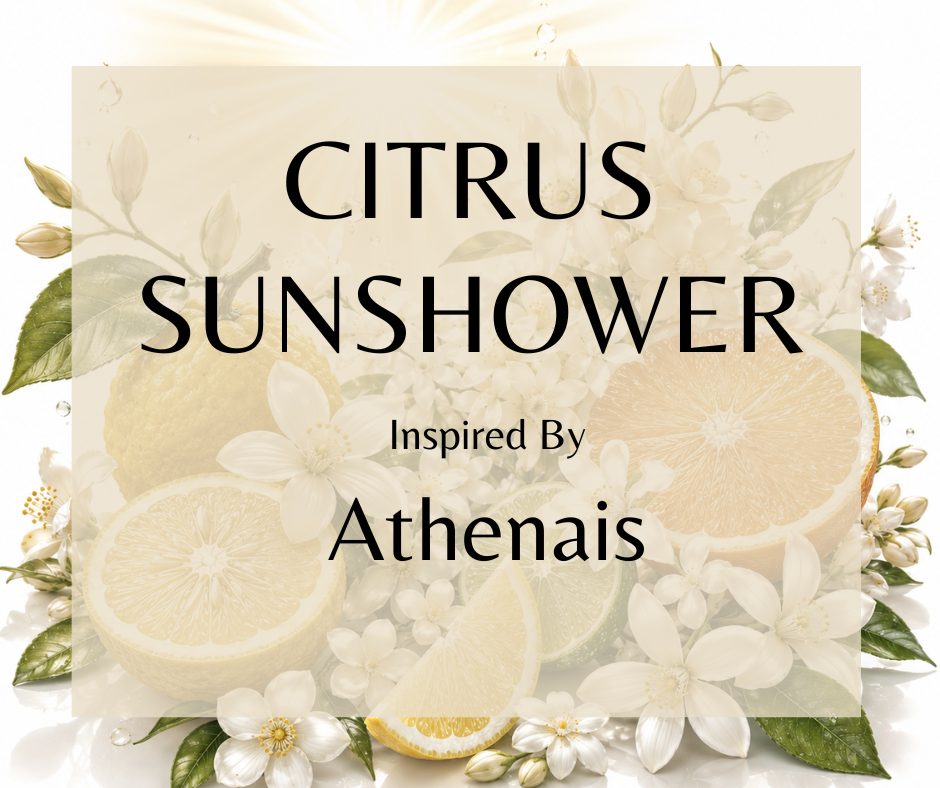 CITRUS SUNSHOWER - Inspired by Parfums de Marly Athenais - A luminous citrus floral with neroli, bergamot, and yuzu opening into a heart of orange blossom and jasmine, finishing in a soft veil of tonka bean, vanilla, and ambrox. Weightless, radiant, and gently glowing.  Available in Perfume Oil, Body Spray, Body Oil & Lotion