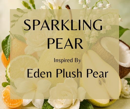 SPARKLING PEAR - Inspired by Kayali Eden Plush Pear - Succulent pear, brightened by zesty mandarin and bergamot, along with creamy gardenia and freesia, enriched by coconut water, lily of the valley, and orange blossom, a lush combination that feels beautifully excessive. The base settles into velvety vanilla caviar, cashmere wood, and sandalwood, creating a warm, sensual finish that transforms a simple fruit fragrance into pure decadence.  Available in Perfume Oil, Body Spray, Body Oil & Lotion. Dupe Type 