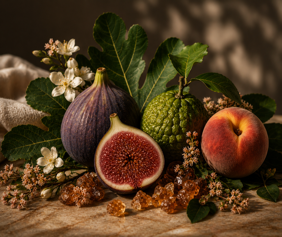 Vanilla Fig blends ripe fig, bergamot, peach, candied rum, vanilla musk, and dark amber into a warm, elegant fragrance with rich sophistication and cozy autumn charm. Available in Perfume Oil, Body Spray, Body Oil & Lotion