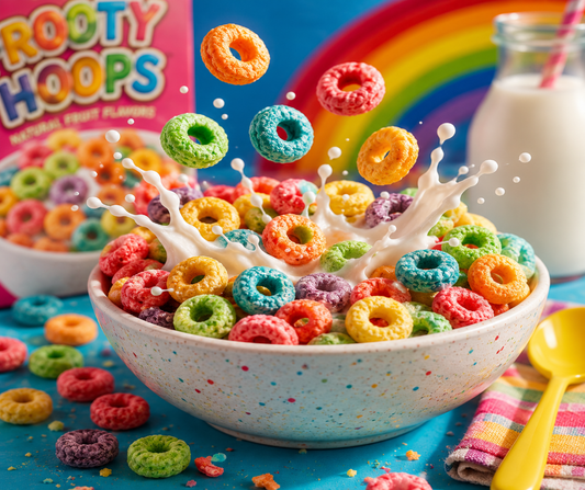 Frooty Hoops blends bright citrus, fruity cereal, creamy vanilla, and sandalwood into a playful nostalgic fragrance. Available in Perfume Oil, Body Spray, Body Oil, and Lotion.
