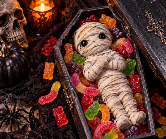 Mummy Gummies fragrance blends juicy pitaya, sweet orange and fruit gummies with jasmine, glazed musk and sheer amber. Bright, fruity and playfully sweet. Available in Perfume Oil, Body Spray, Body Oil & Lotion