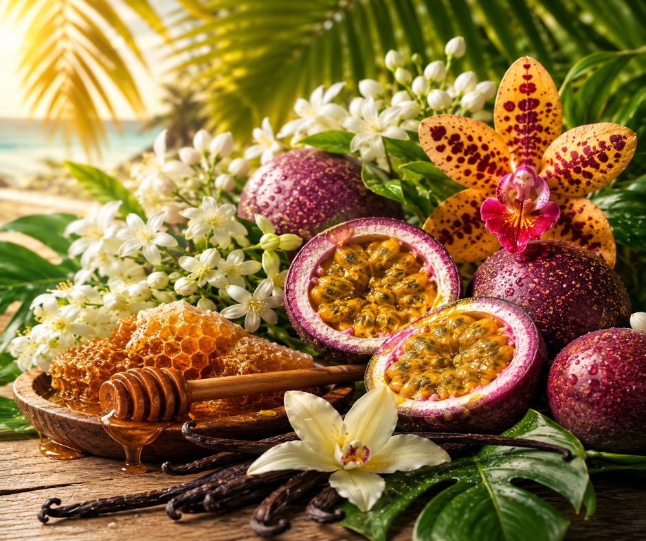 PASSION FRUIT DELIGHT - Inspired by Sol De Janeiro Anitta - Let yourself be swept away to sunny Brazilian beaches and sultry summer nights with this exquisite scent! The fusion of tangy passionfruit, fiery pink patchouli, luscious jasmine honey, cozy vanilla, and vibrant tiger orchid will awaken your senses and transport you to a world of endless indulgence. Perfect for those who crave luxury and sensuality, each note captures the vibrant spirit of Brazil, leaving you feeling refreshed, invigorated, and rea