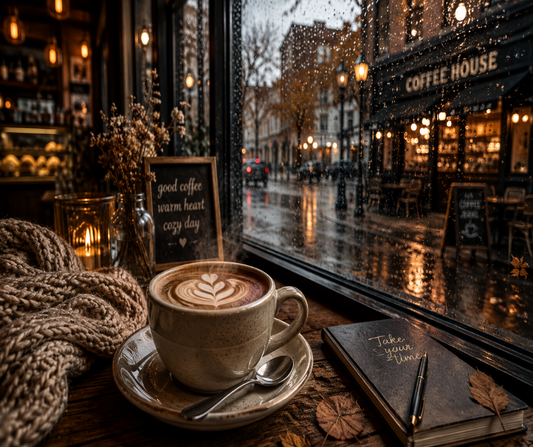 Rainy Day Cafe blends rich, freshly brewed coffee with warm sweet cream for a smooth, velvety gourmand fragrance that's cozy and comforting. Available in Perfume Oil, Body Spray, Body Oil & Lotion