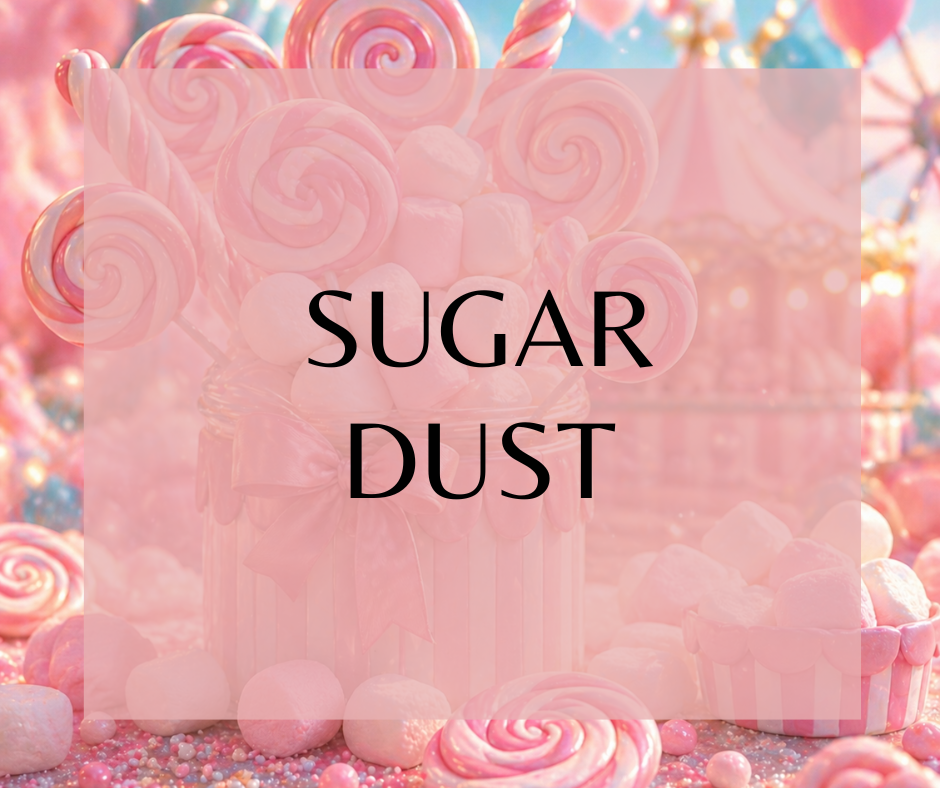 SUGAR DUST - A seductively sweet combination Pink Sugar (Aquolina) &amp; Marshmallow Cream, Sweet sugar blended with cotton candy, lemon drops and vanilla, and creamy marshmallow on a bed of gentle musk followed by a light floral drydown. Available in Perfume Oil, Body Spray, Body Oil & Lotion