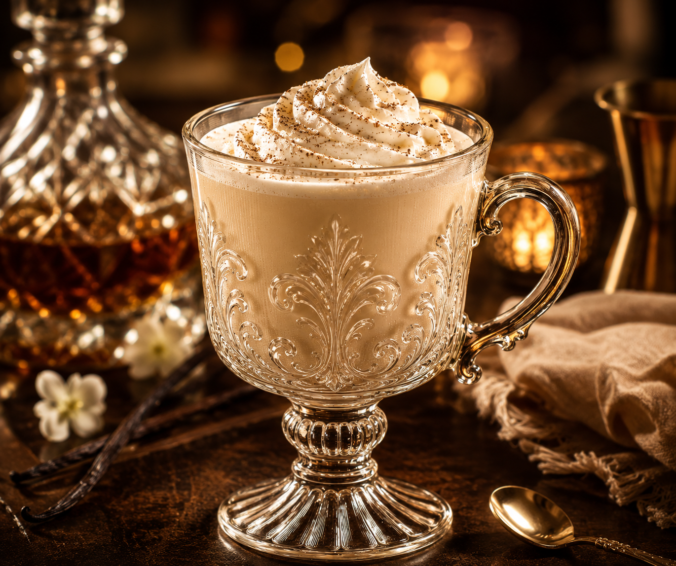 Warm vanilla, creamy milk, sugary syrup, and smooth bourbon into a sweet, velvety gourmand fragrance perfect for cozy evenings. Available in Perfume Oil, Body Spray, Body Oil & Lotion