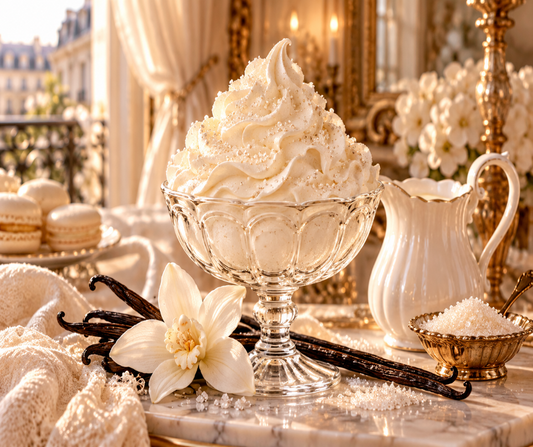 Soft vanilla and velvet sugar melt into airy Chantilly crème for a fluffy, creamy gourmand that's sweet, dreamy, and irresistibly comforting.   Available in Perfume Oil, Body Spray, Body Oil & Lotion