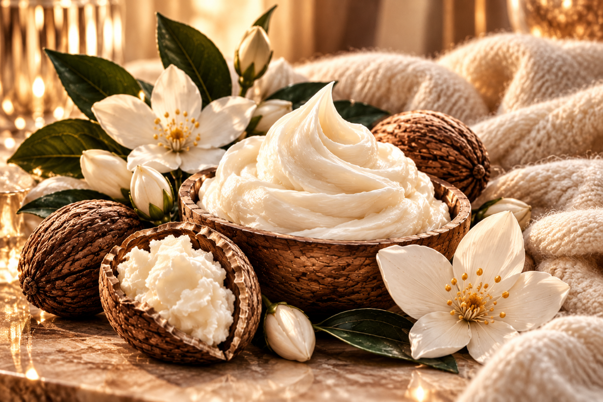 Creamy whipped shea butter and warm sugar blend into a soft, cozy fragrance with smooth sweetness and an irresistibly comforting finish.  Available in Perfume Oil, Body Spray, Body Oil & Lotion