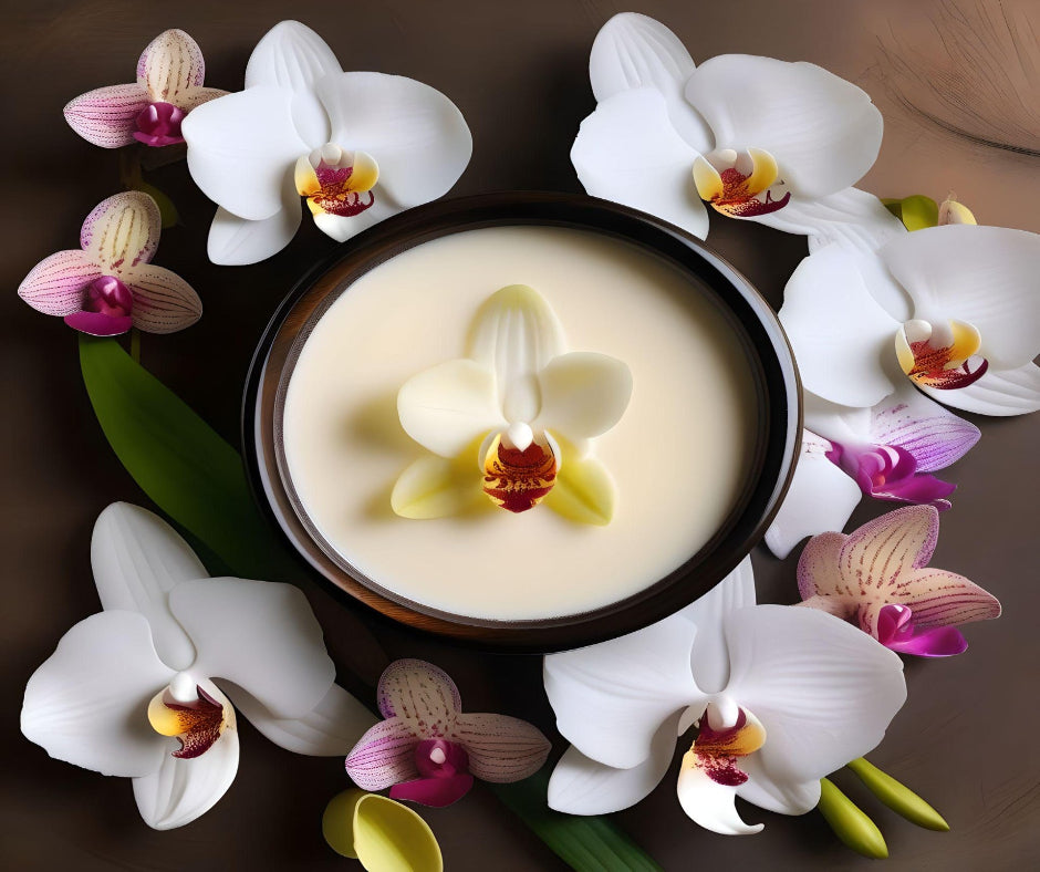 VANILLA ORCHID - Inspired by Sol de Janeiro Cheirosa 59 Delicia Drench  - The warm hug of vanilla orchid, paired perfectly with the sweet charm of sugared violet, velvet plum and balanced by the subtle seduction of sheer sandalwood.
Available in Perfume Oil, Body Spray, Body Oil & Lotion